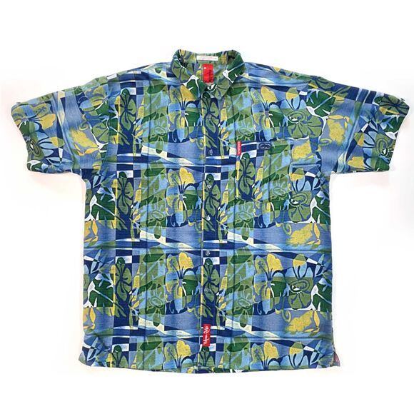 Marc Ecko XL Hawaiian Print Shirt Green - Picture 1 of 7